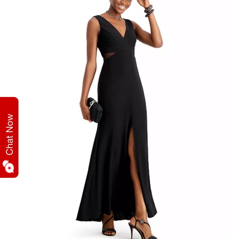 Xscape Petite Illusion-Inset Mermaid Gown